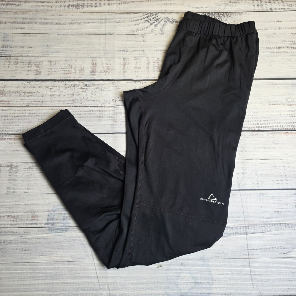Paradox Black Baselayer‎ Legging Pants Men's Size Large Polyester Spandex 36x32